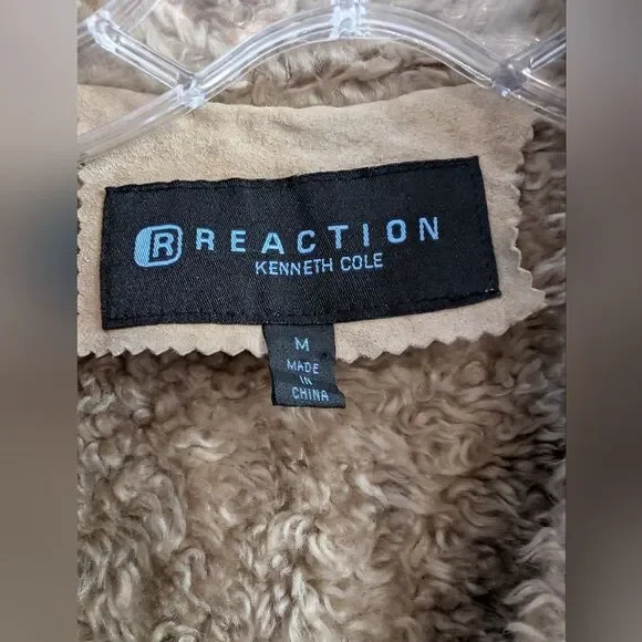 Vintage Y2K Kenneth Cole Reaction Leather Suede Sherpa Trim/Line Penny Lane Coat